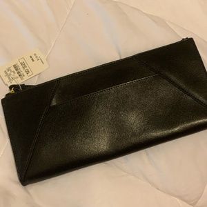 Neiman Marcus Black Leather Saffiano Clutch